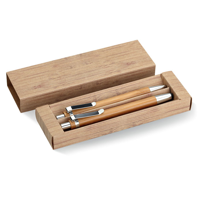 Coffret stylo et crayon en bam