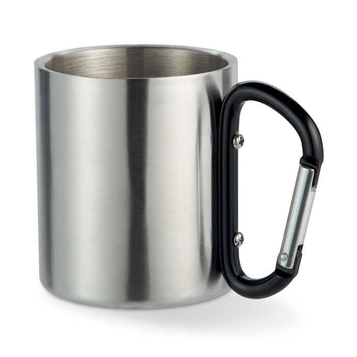 Mug acier et anse mousqueton.